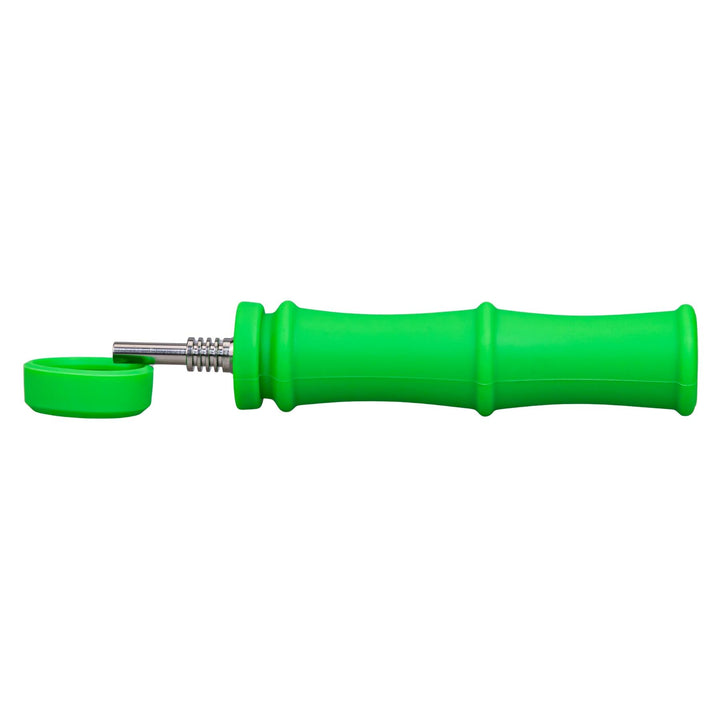 Silicone Bamboo Nectar Collector green color on a white background - Up N Smoke
