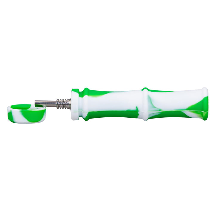 Silicone Bamboo Nectar Collector green with white color on a white background - Up N Smoke