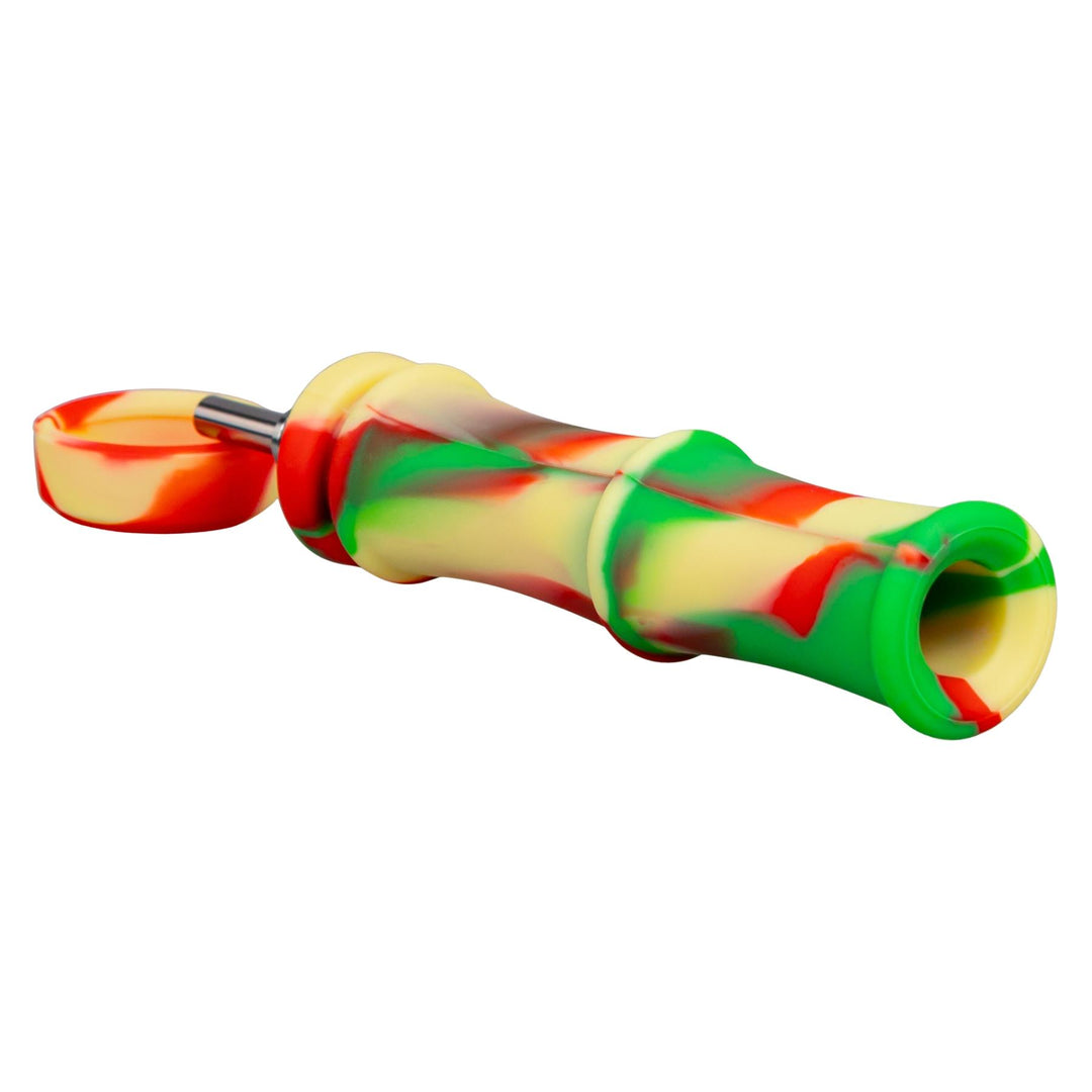 Silicone Bamboo Nectar Collector rasta color bottom part on a white background - Up N Smoke