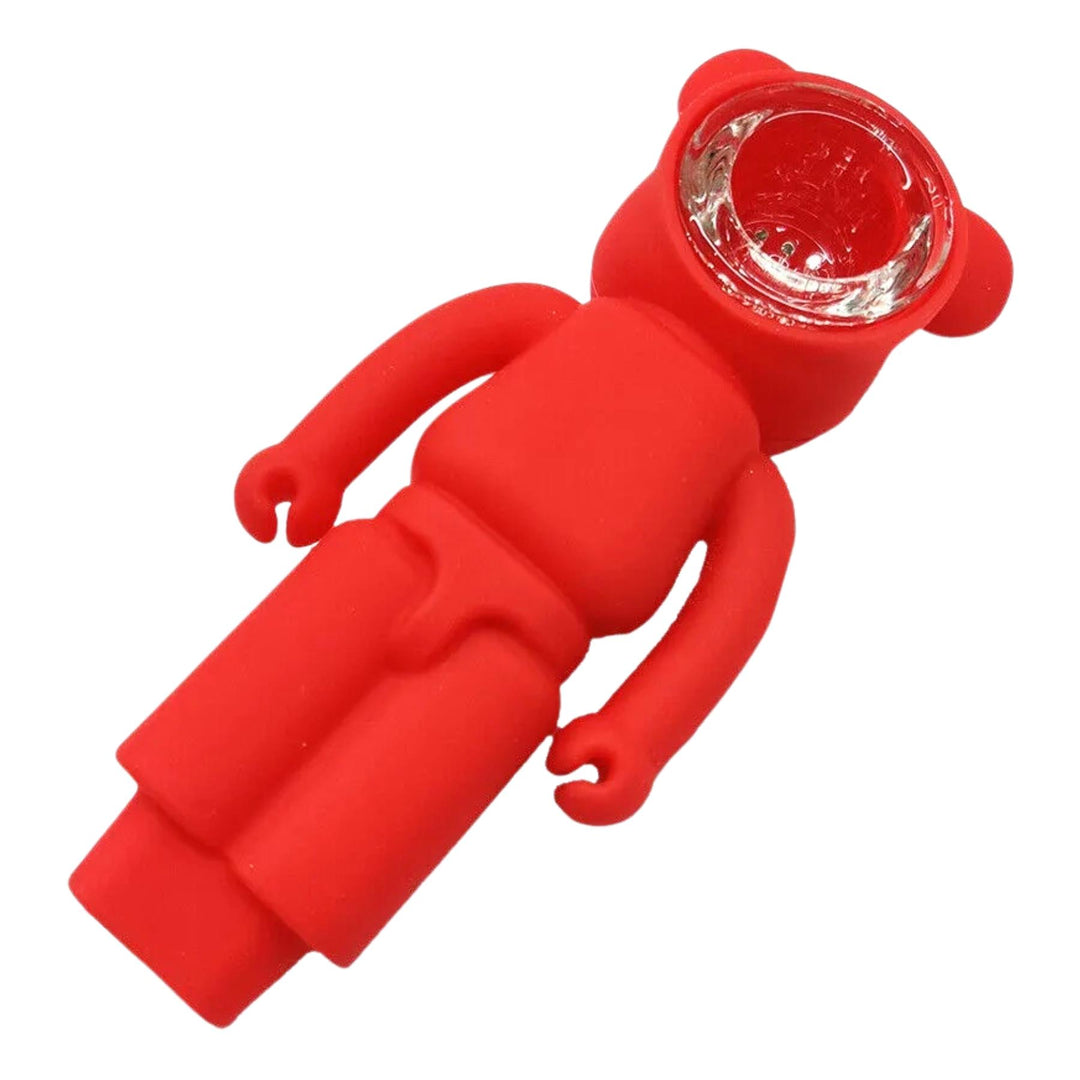 Silicone Bear Spoon red color showing the bowl on a white background - Up N Smoke 