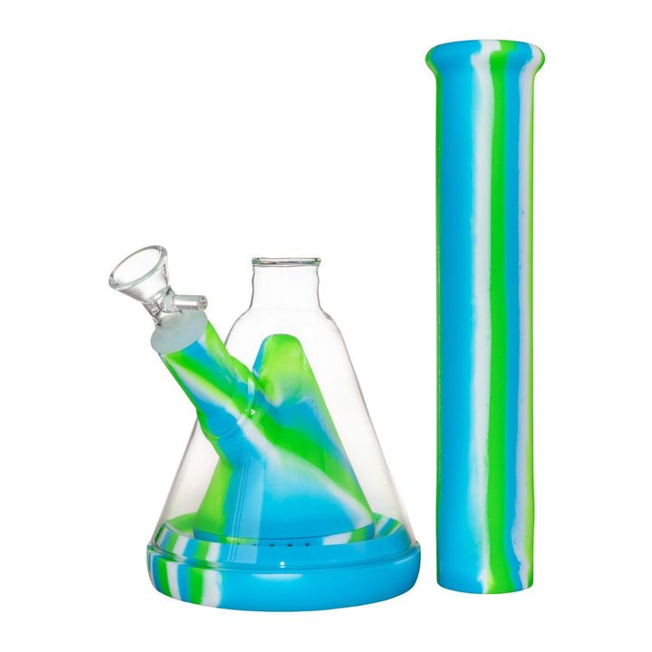 "Silicone & Glass Hybrid Beaker with its top taken off to showcase the cleaning accessibility," - Up N Smoke.