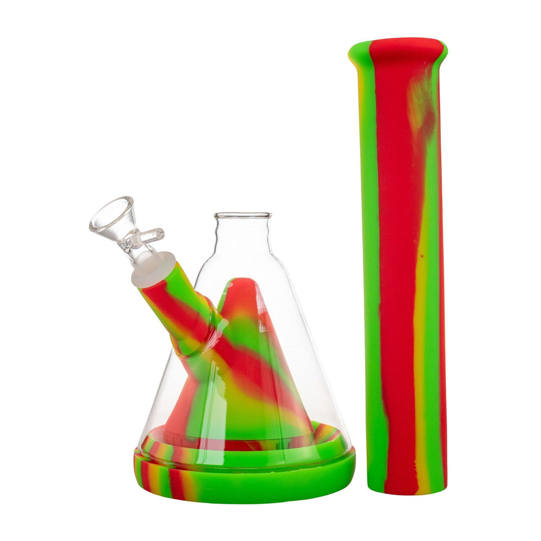 "Rasta Silicone & Glass Hybrid Beaker with its top taken off to showcase the cleaning accessibility," - Up N Smoke. 