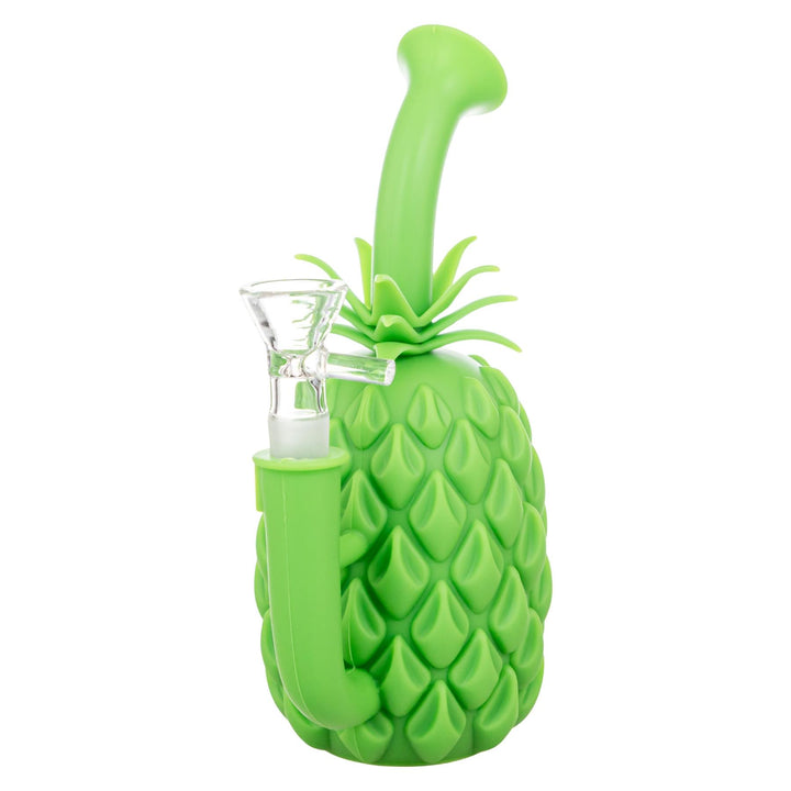 Silicone Pineapple Water Pipe green color on a white background - Up N Smoke