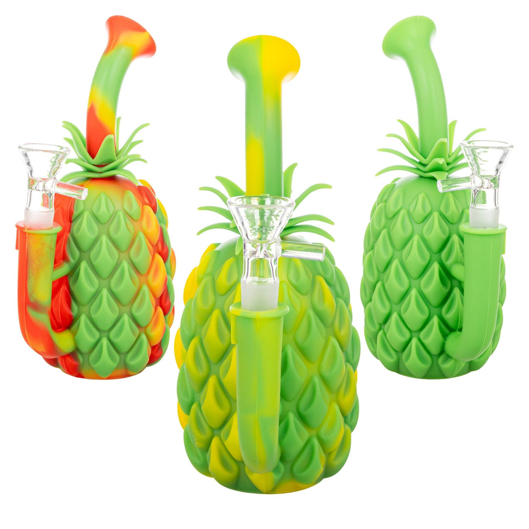 Silicone Pineapple Water Pipe group photo on a white background - Up N Smoke
