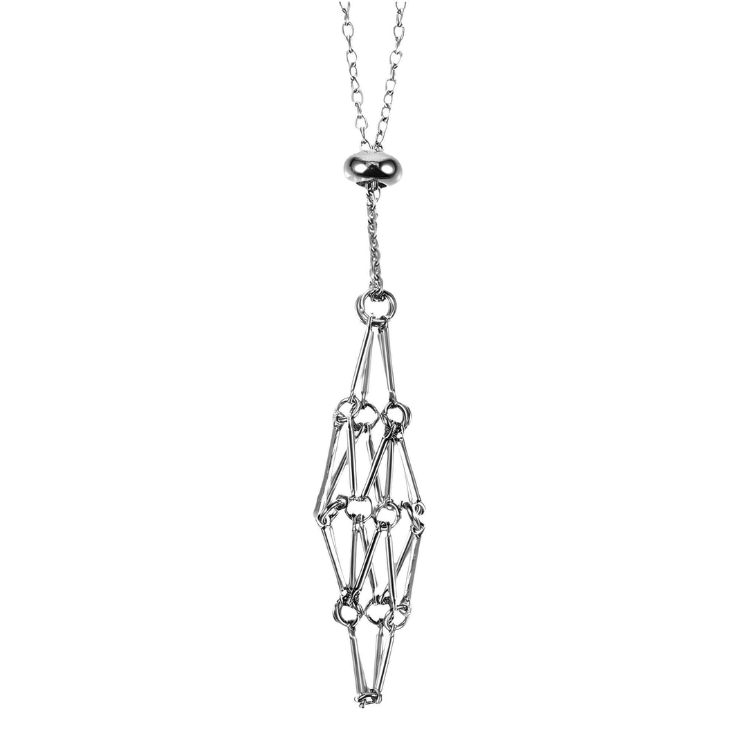 Silver Metal Adjustable Crystal Cage Necklace - Up N Smoke