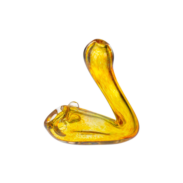 Side left view of a Silverman fritted spoon. This gold fumed piece will change colors with extended use. - Up N Smoke.