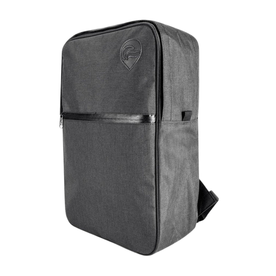 "Angled-side view of a SK9 Urban Backpack in the color black," - Up N Smoke.