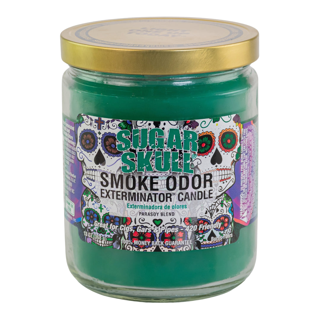Smoke Odor Exterminator Candle Sugar Skull displayed on a white background - Up N Smoke
