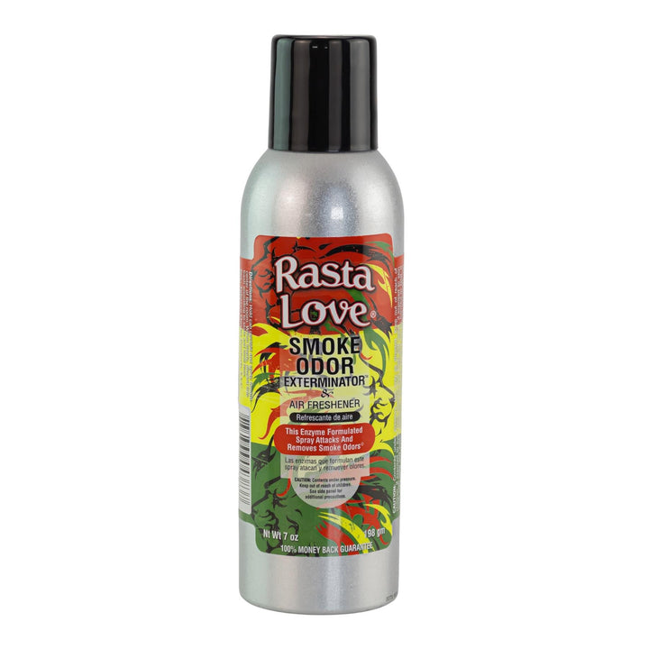 Smoke Odor Exterminator Spray Rasta Love displayed on a white background - UNS