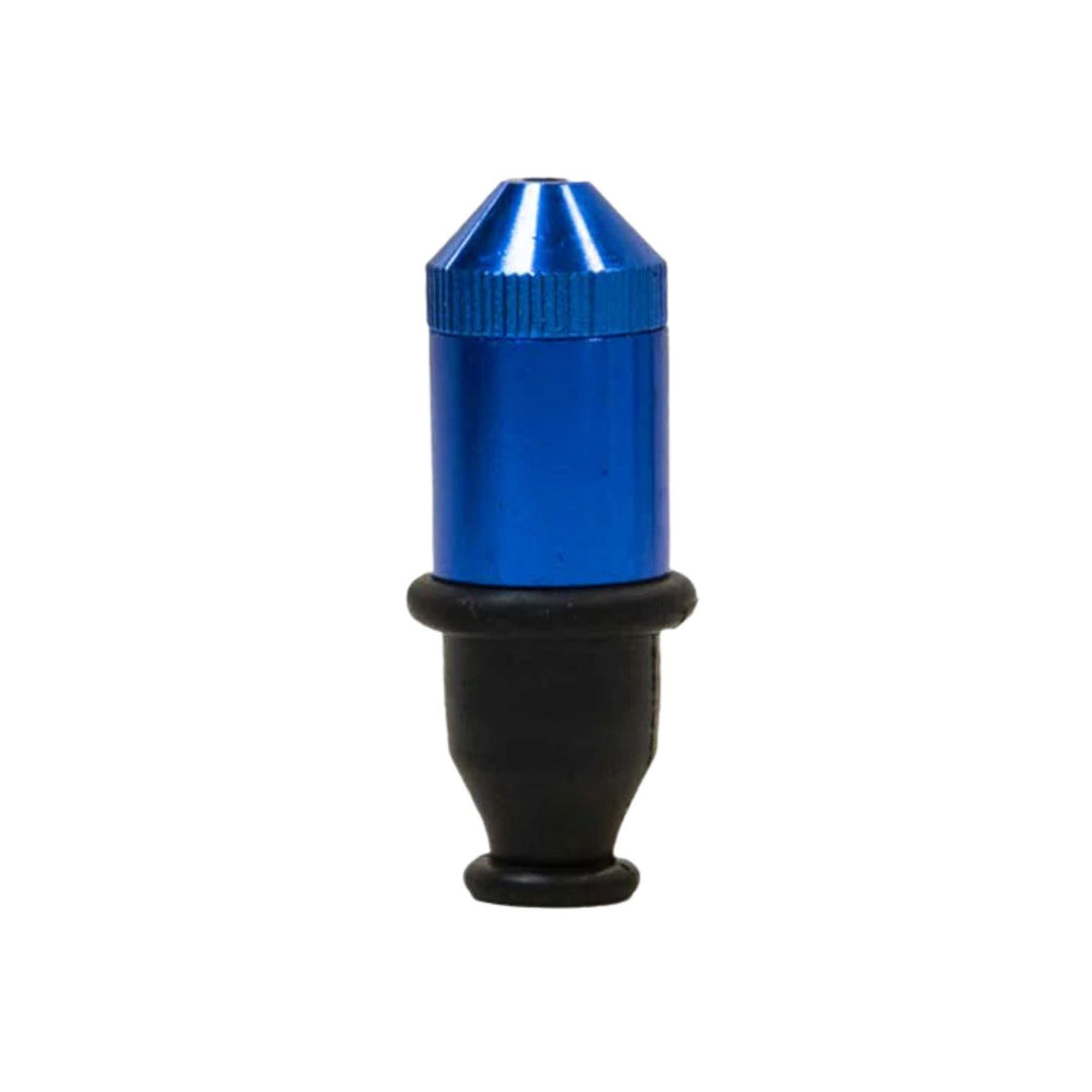 "Blue Bullet Pipe on a white background," - Up N Smoke.