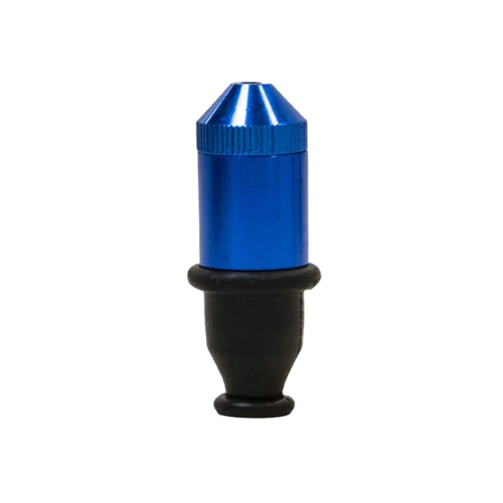 "Blue Bullet Pipe on a white background," - Up N Smoke.