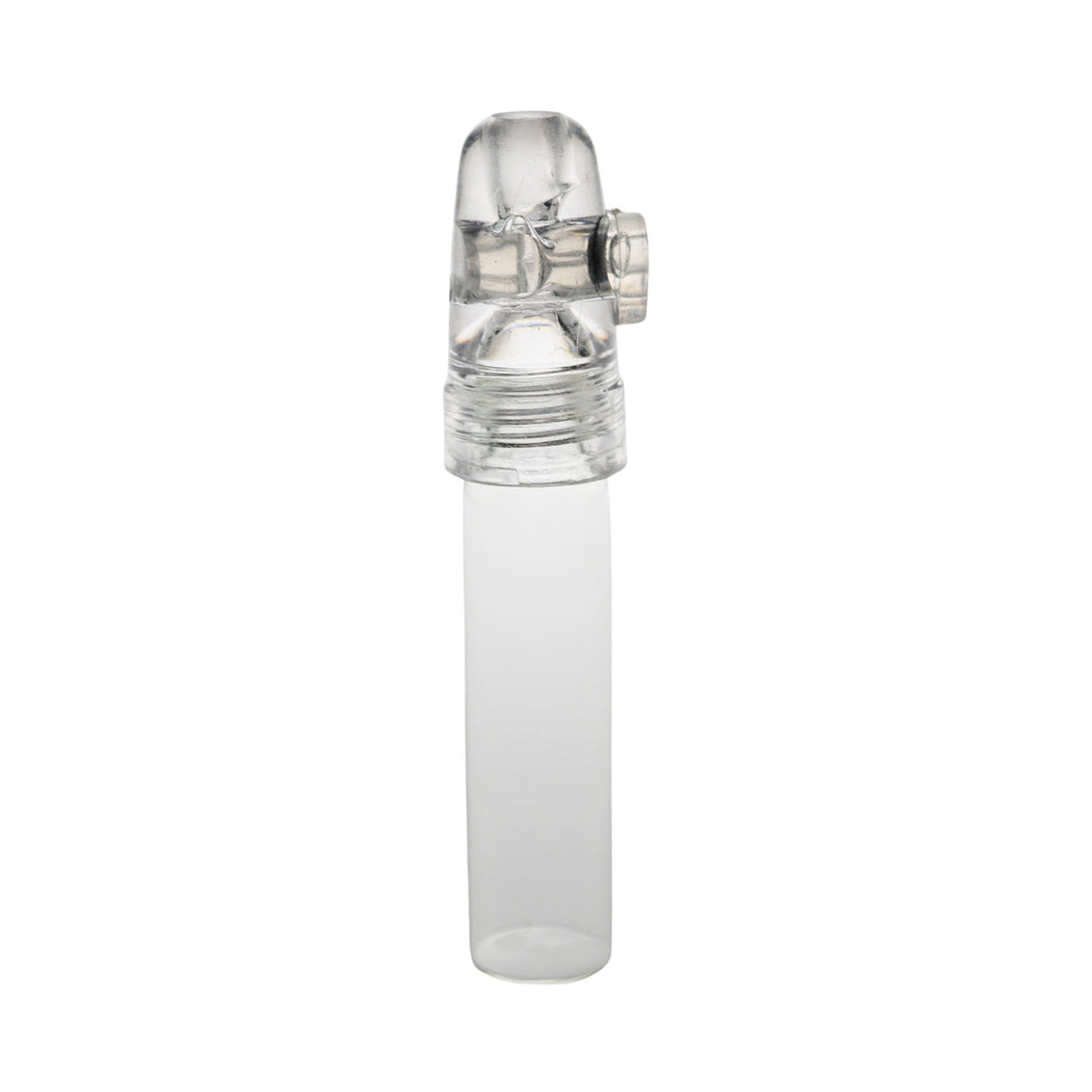 "Clear 10mL Travel Spice Dispenser on a white background," - Up N Smoke.