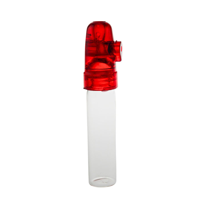 "Red 10mL Travel Spice Dispenser on a white background," - Up N Smoke.