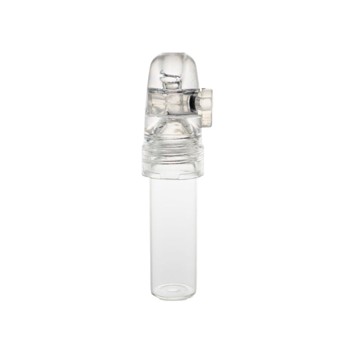 "5mL clear Spice Travel Dispenser on a white background," - Up N Smoke.