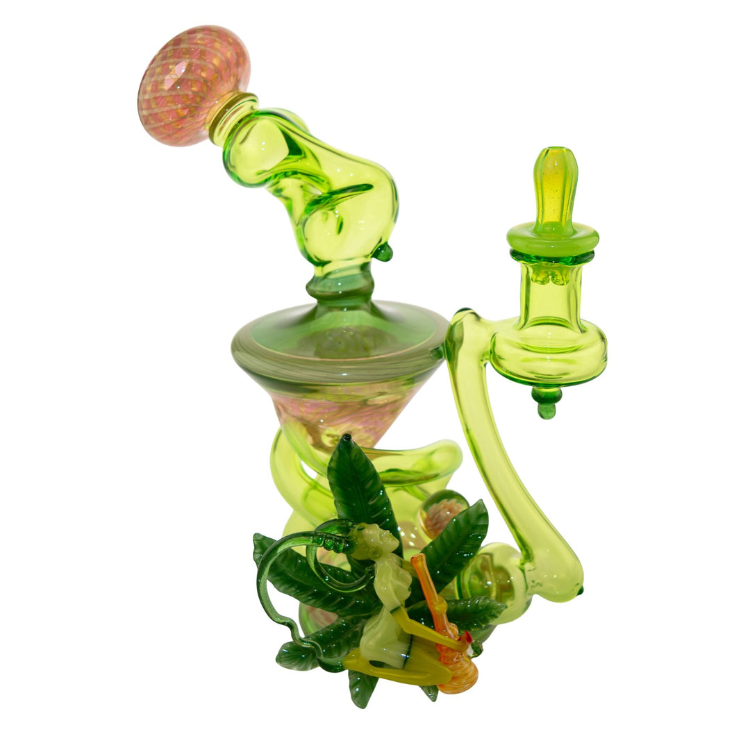 "Right side of a Sol Fire Glass Weed Fairy Recycler on a white background," - Up N Smoke.