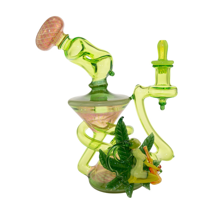 "Right side of a Weed Fairy Recycler made by Sol Fire Glass on a white background," - Up N Smoke.