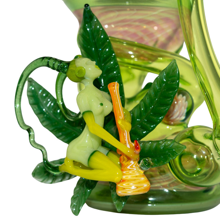"Right side of a weed fairy that is fused to a Sol Fire Glass Recycler on a white background," - Up N Smoke.