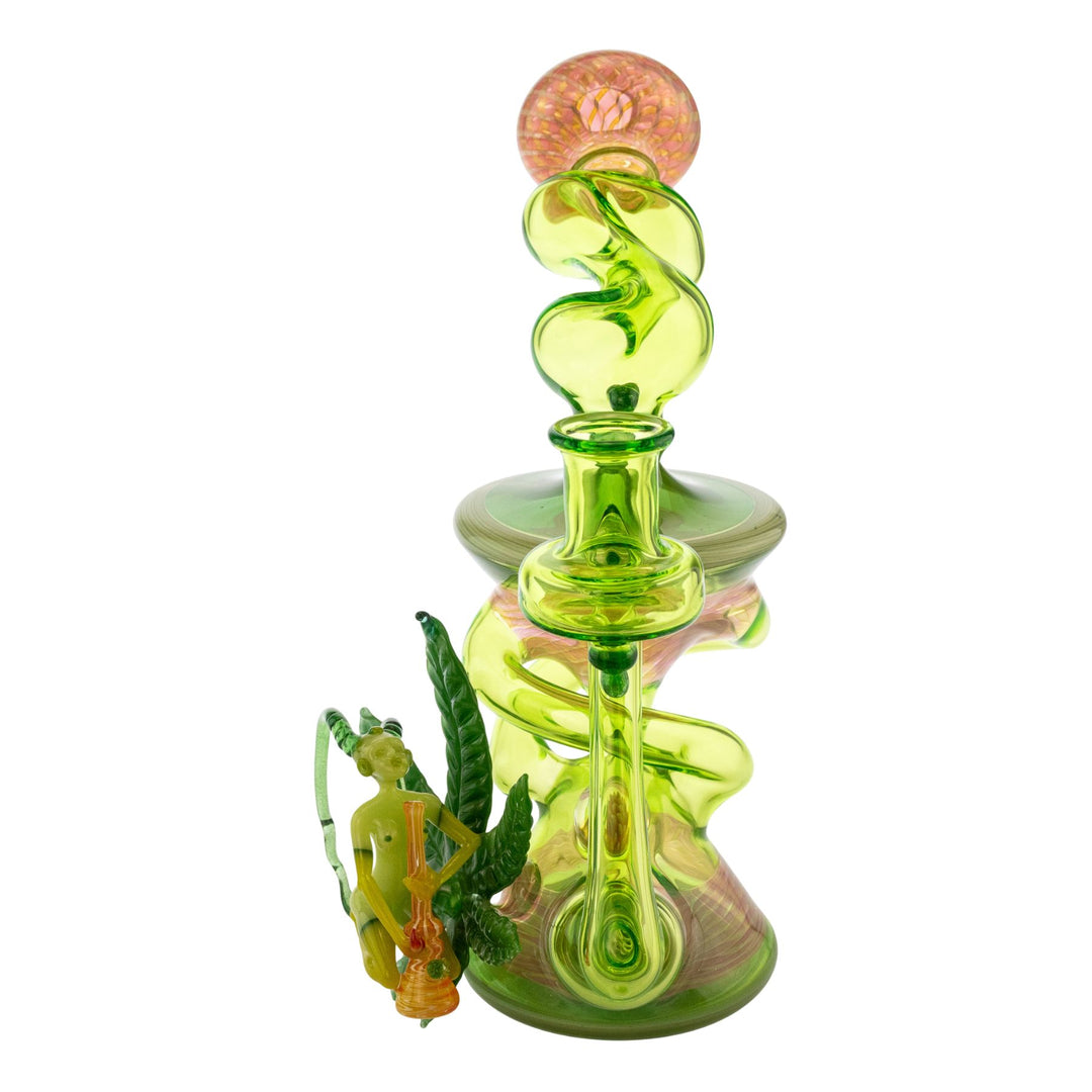 "Front of a Sol Fire Glass Weed Fairy Recycler on a white background," - Up N Smoke.