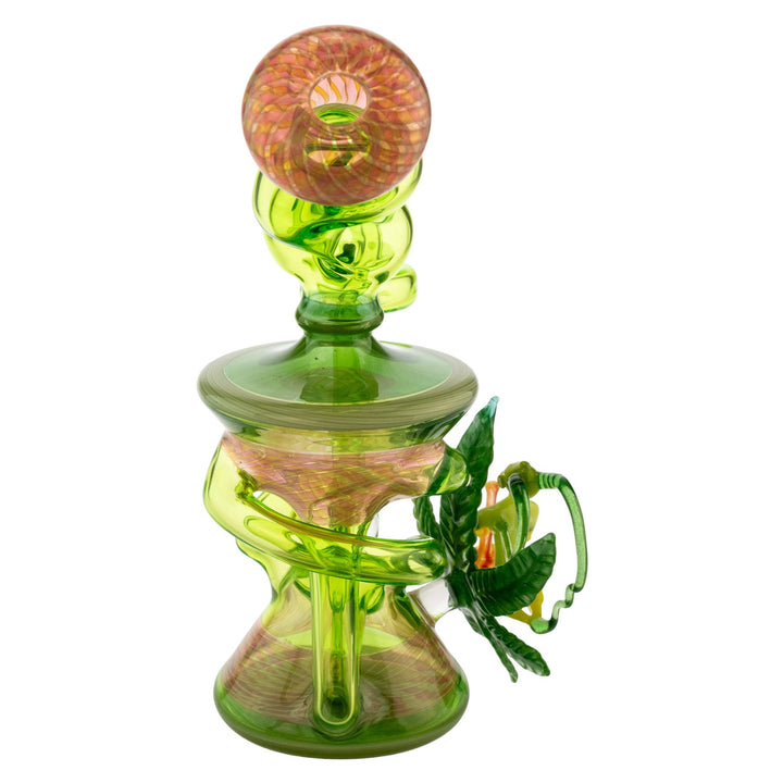 "Backside of a Sol Fire Glass Weed Fairy Recycler on a white background," - Up N Smoke.