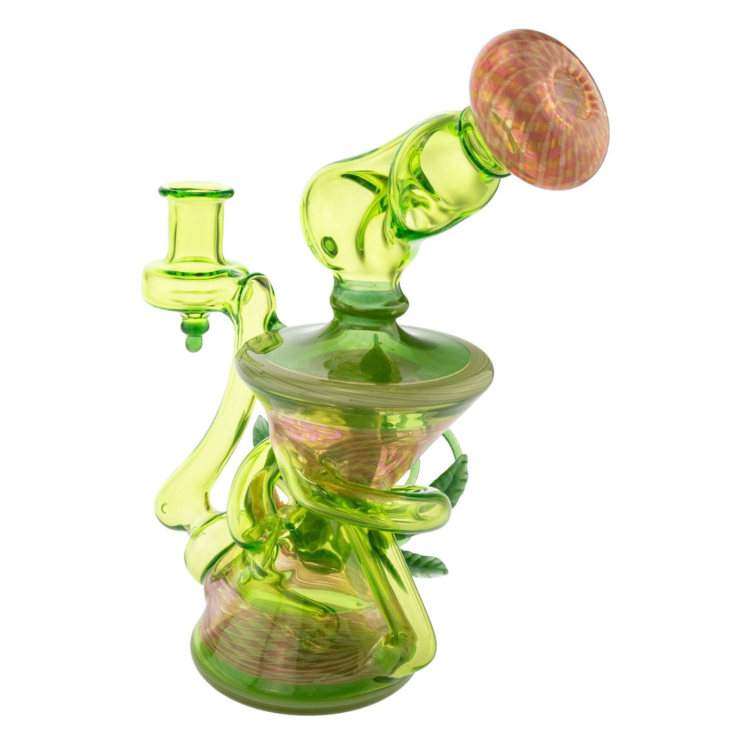 "Backside angle of a Sol Fire Glass Weed Fairy Recycler on a white background," - Up N Smoke.