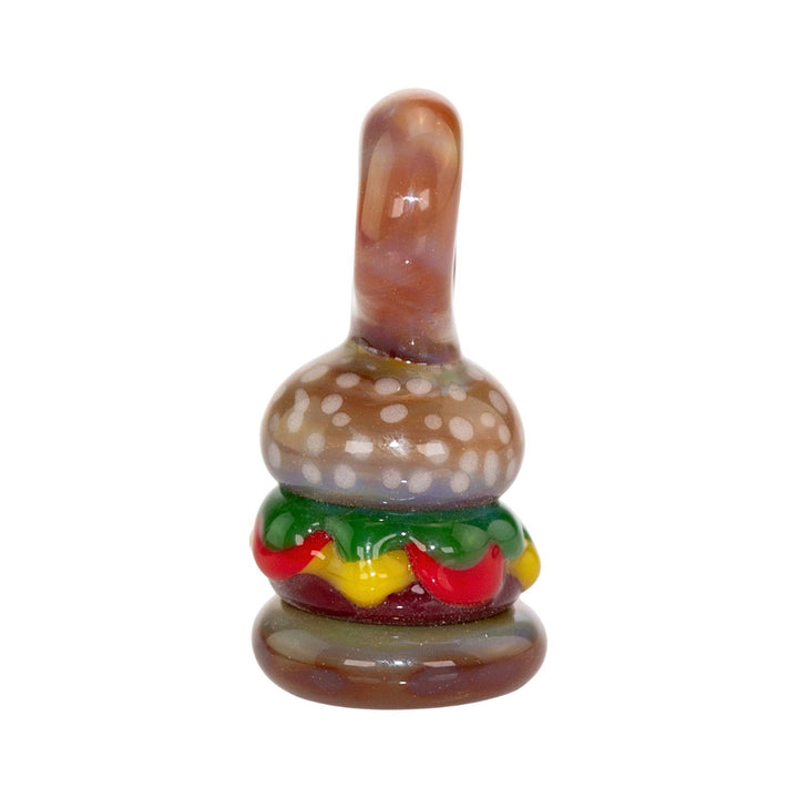"Left side of a Sputnik Glass Hamburger Pendant on a white background," - Up N Smoke.