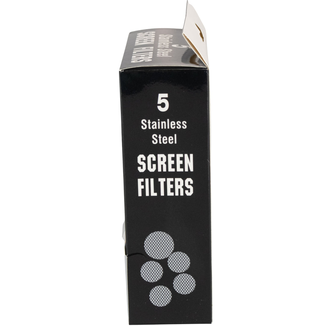 Silver Stainless Steel Screen Filter side facing on white background - Up N Smoke