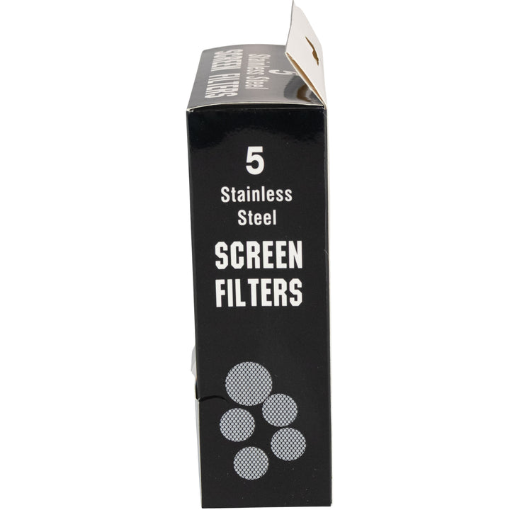 Silver Stainless Steel Screen Filter side facing on white background - Up N Smoke
