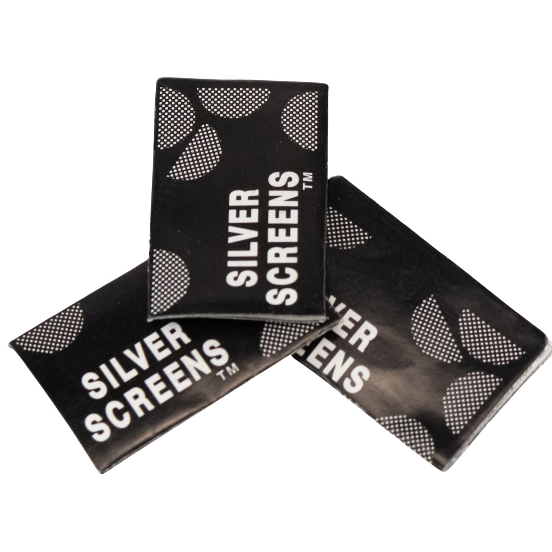 Silver Stainless Steel Screen Filters group photo on white background - Up N Smoke