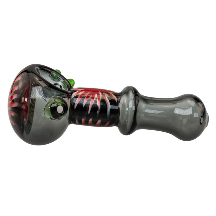 "Left-side view of a black Step Into Now Pulsar hand pipe on a white background," - Up N Smoke.