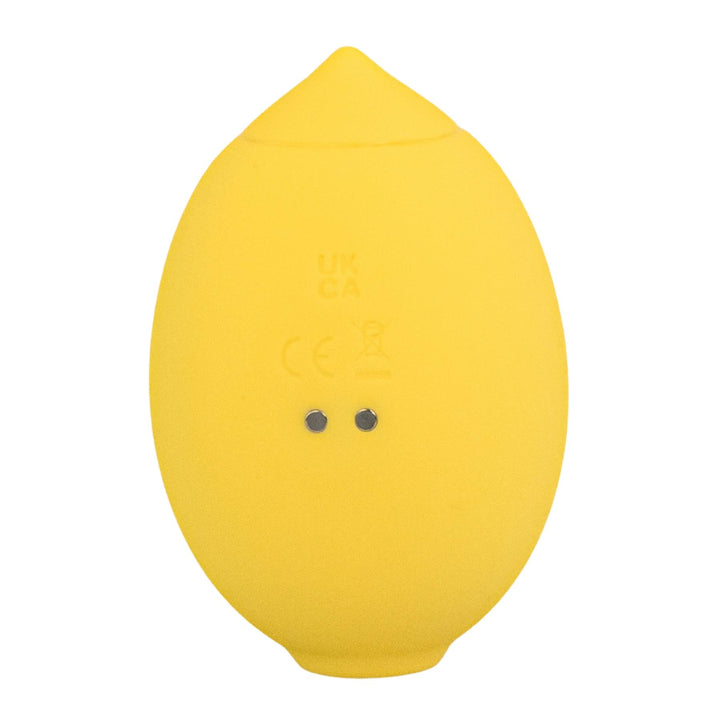Suction Lemon Toy back side showing charging spot displayed on a white background - UNS