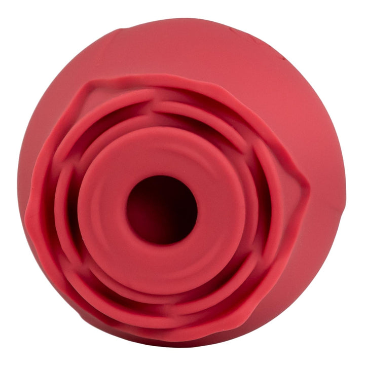Suction Rose Toy red color low angle displayed on a white background - Up N Smoke