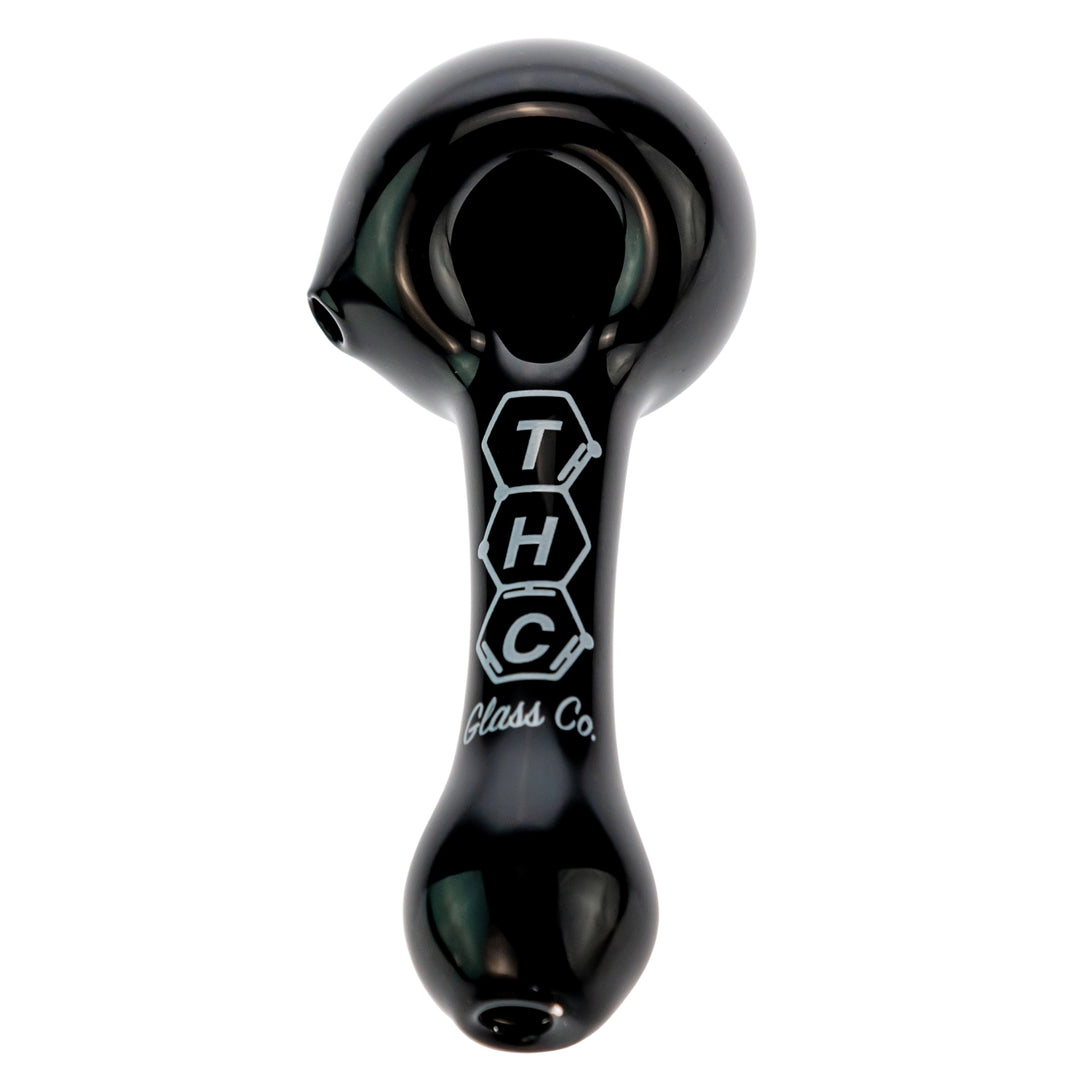 THC Glass Co. Spoon Black color on a white background top-down angle - Up N Smoke