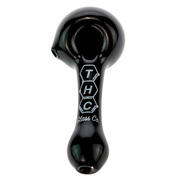 THC Glass Co. Spoon Black color on a white background top-down angle - Up N Smoke