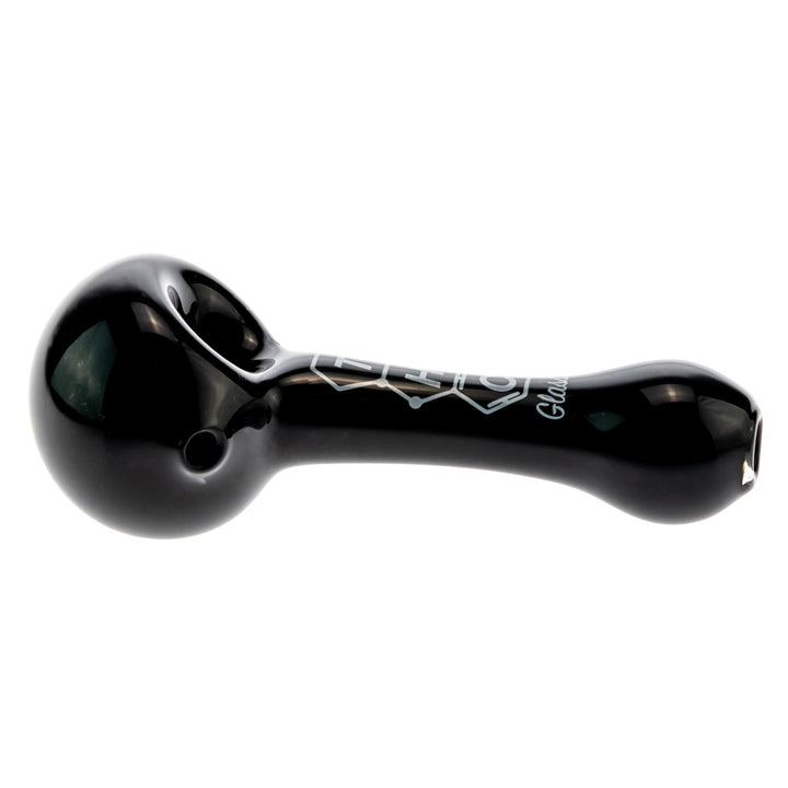 THC Glass Co. Spoon Black color on a white background low angle - Up N Smoke
