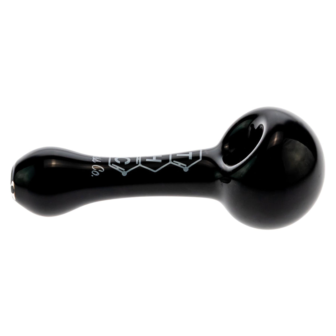 THC Glass Co. Spoon Black color on a white background low angle, right side  - Up N Smoke