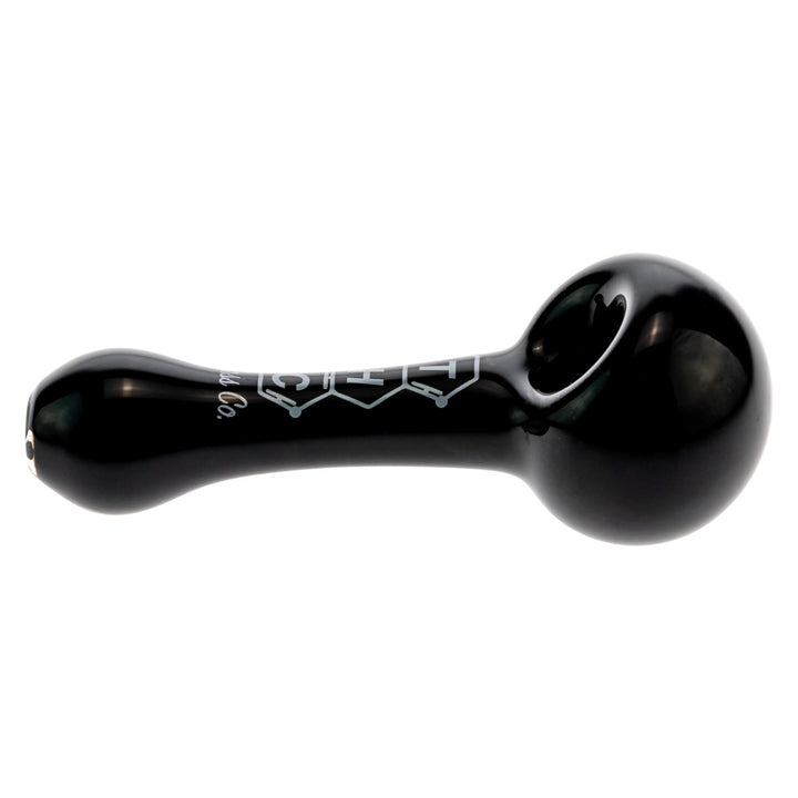 THC Glass Co. Spoon Black color on a white background low angle, right side  - Up N Smoke