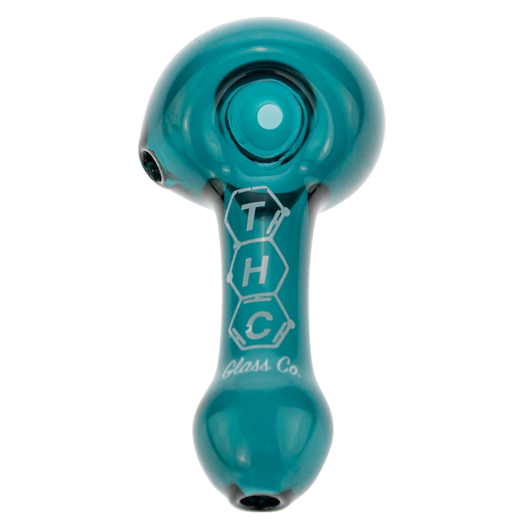 THC Glass Co. Spoon Teal color top-down photo on a white background - Up N Smoke