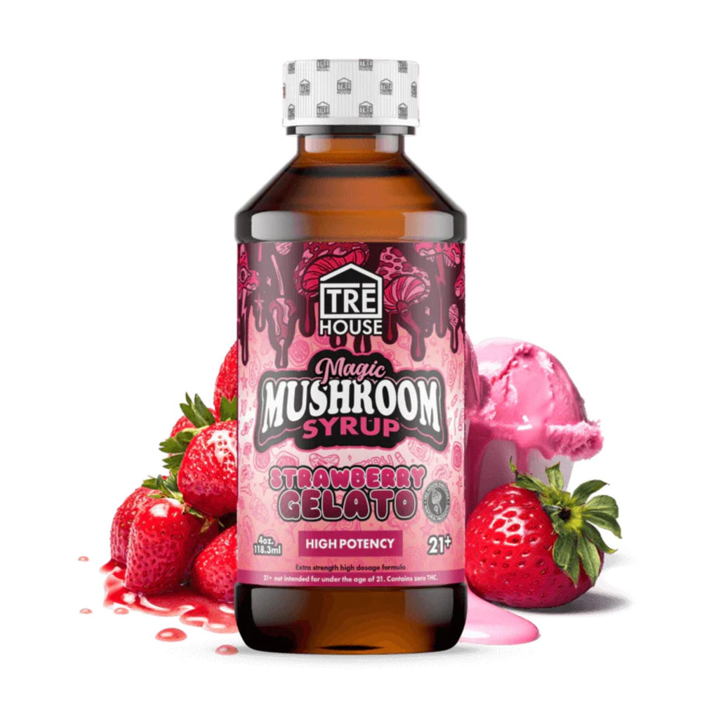 TRE House Strawberry Gelato Flavor Magic Mushroom Psychedelic Syrup - Up N Smoke