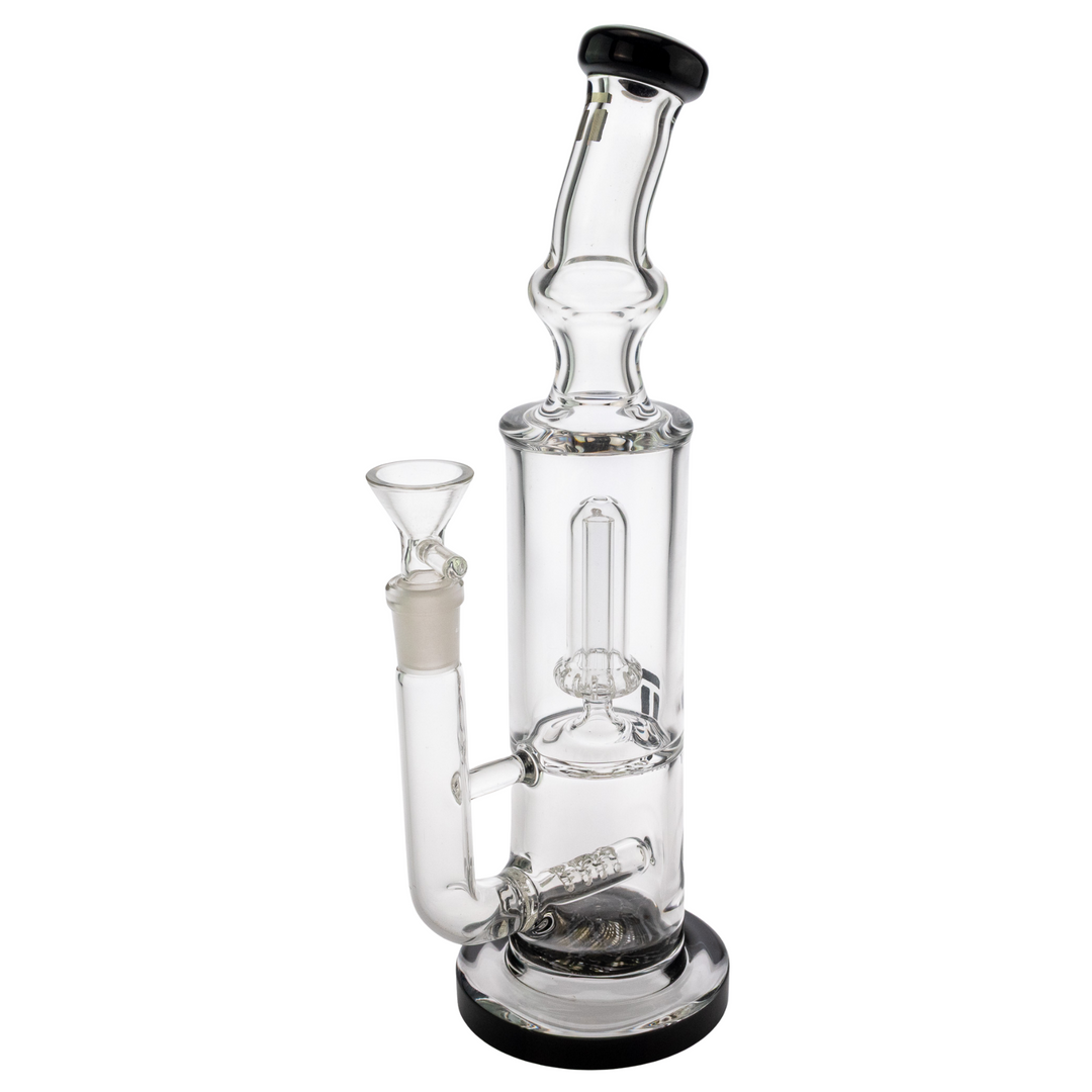 "Tagle 50mmx12in Rettichello Water Pipe that features a diffused fixed inline and a showerhead percolator on a white background," - Up N Smoke.