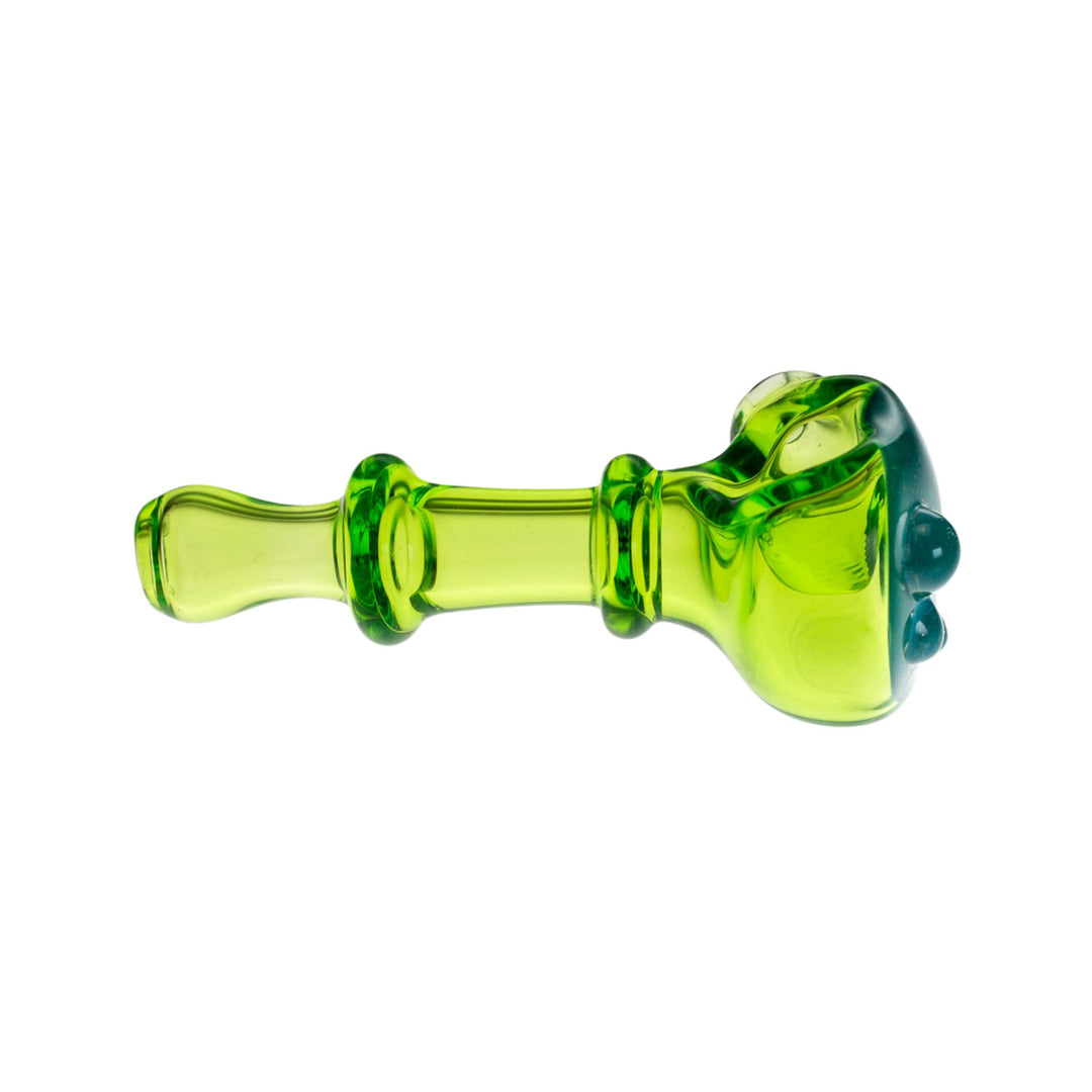 Side right view of a Tagle Glass green and blue opal spoon. - Up N Smoke
