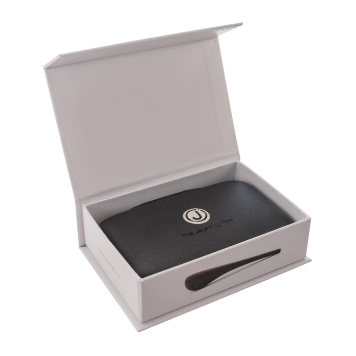 "Open box of The Journey Pipe J2, showcasing the travel case the product comes with on a white background," - Up N Smoke.