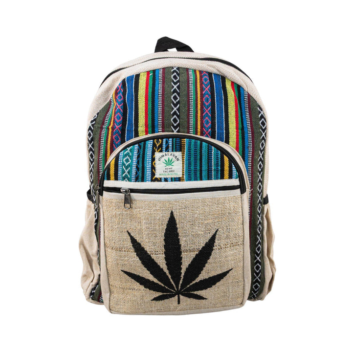 ThreadHeads Leaf with Colorful Stripes Backpack front - Up N Smoke 