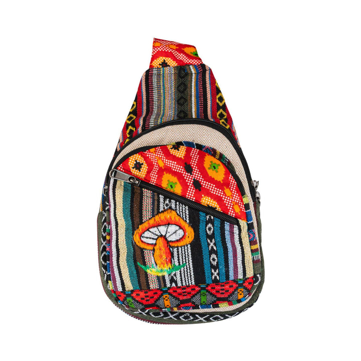 ThreadHeads Mushroom Patchwork Sling Bag front - Up N Smoke 
