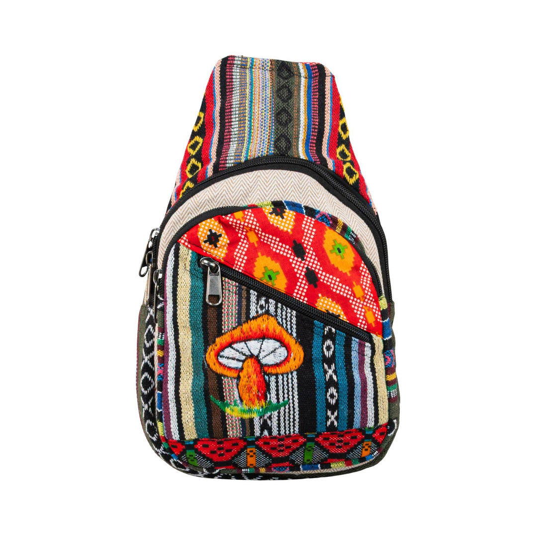 ThreadHeads Mushroom Patchwork Sling Bag front 2 - Up N Smoke 