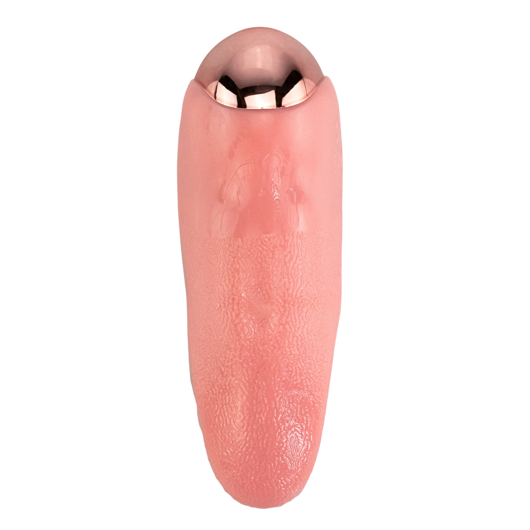 Tongue Licking Vibrator back side top down displayed on a white background - UNS
