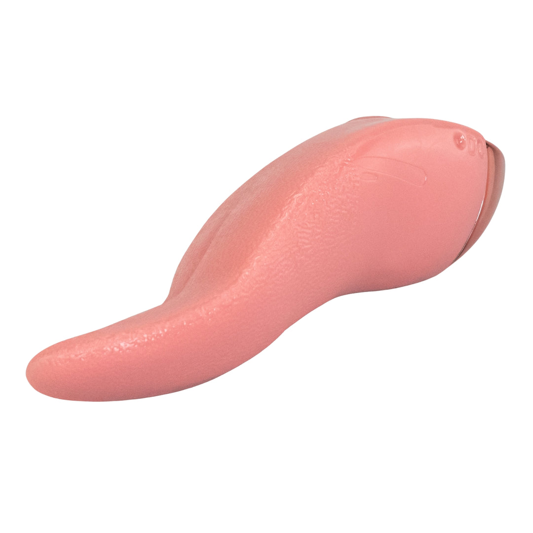Tongue Licking Vibrator angled side top down displayed on a white background - UNS