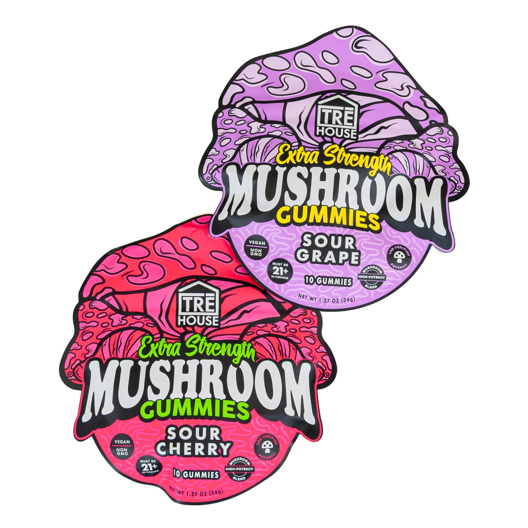 TRE House Mushroom Gummies Extra Strength group photo on a white background - Up N Smoke