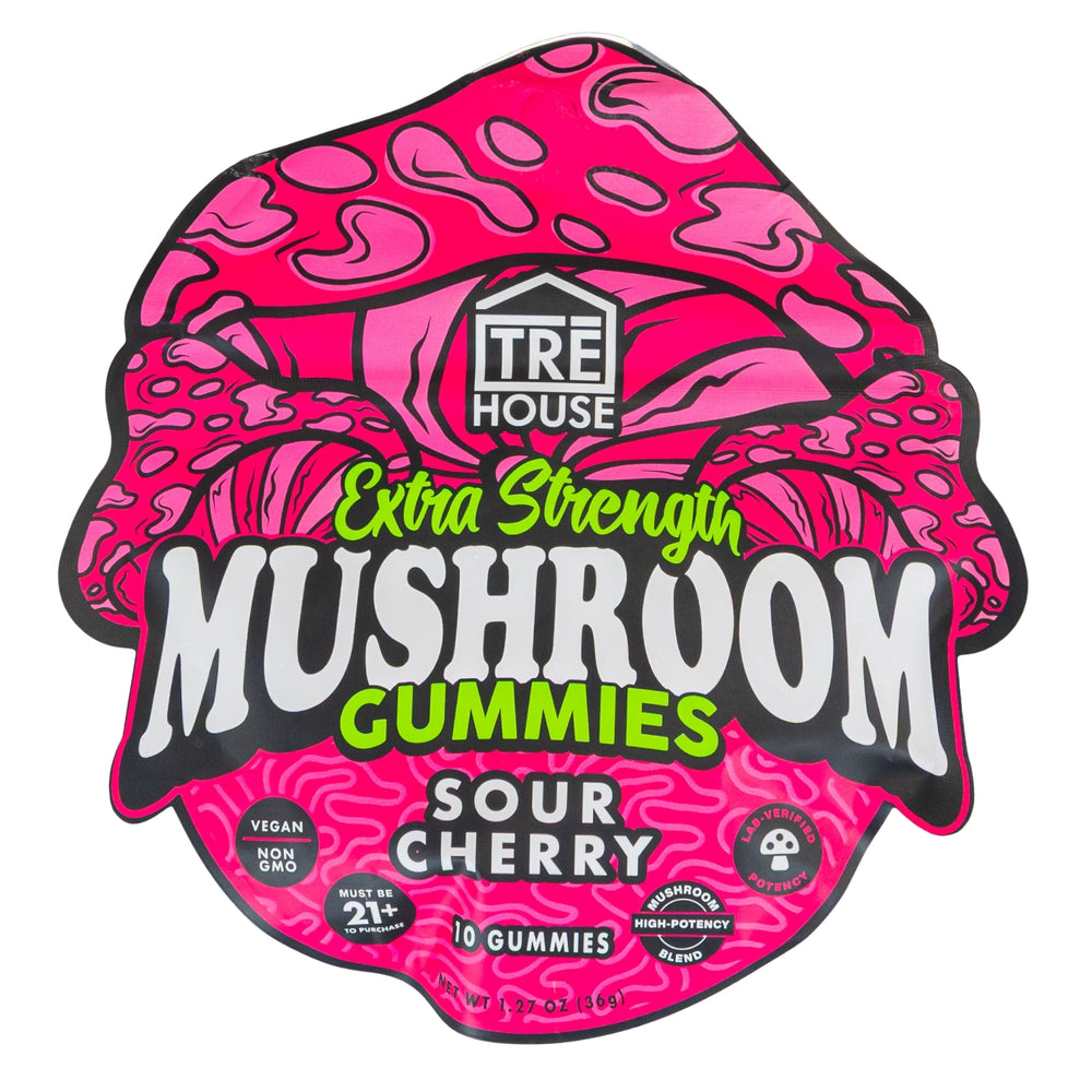 TRE House Mushroom Gummies Extra Strength sour cherry photo on a white background - Up N Smoke