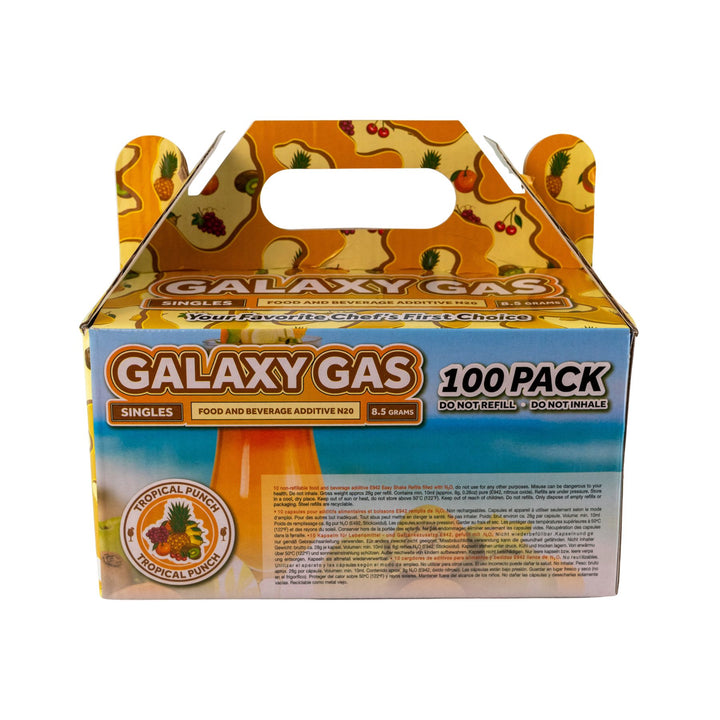 "Back of a 100ct box of Tropical Punch Galaxy Gas on a white background," - Up N Smoke.