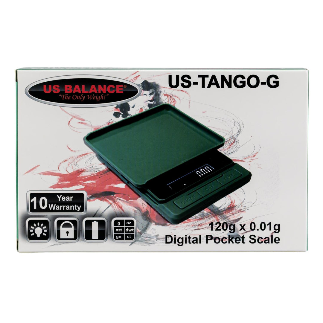 "US Balance digital pocket scale packaging with scale illustration on a white background," - Up N Smoke.
